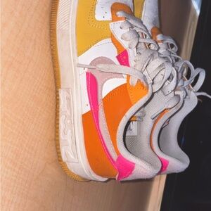 Nike Women's Sneakers in Yellow, Orange, and Pink